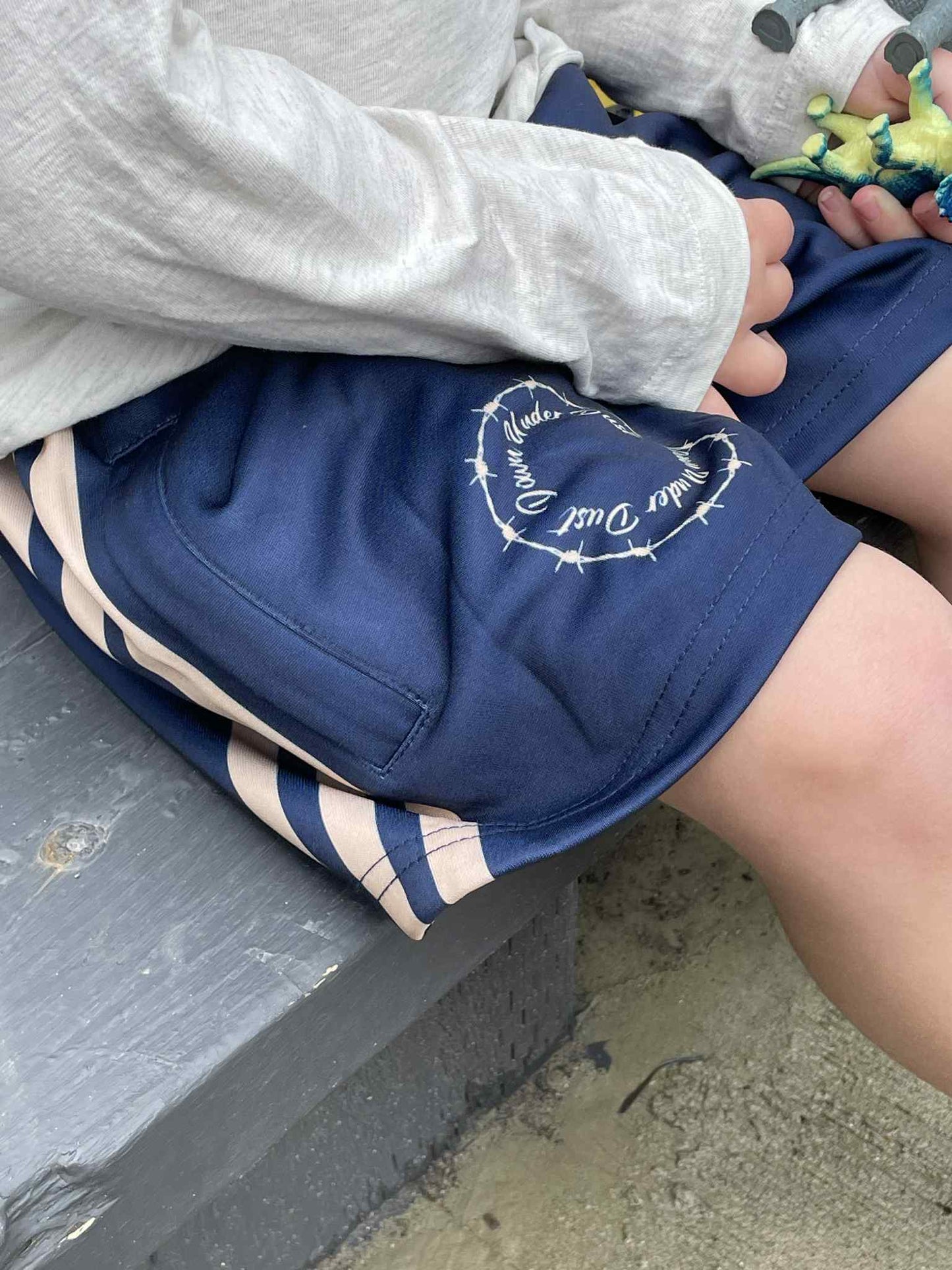 Kids Footy Shorts- Navy and Tan