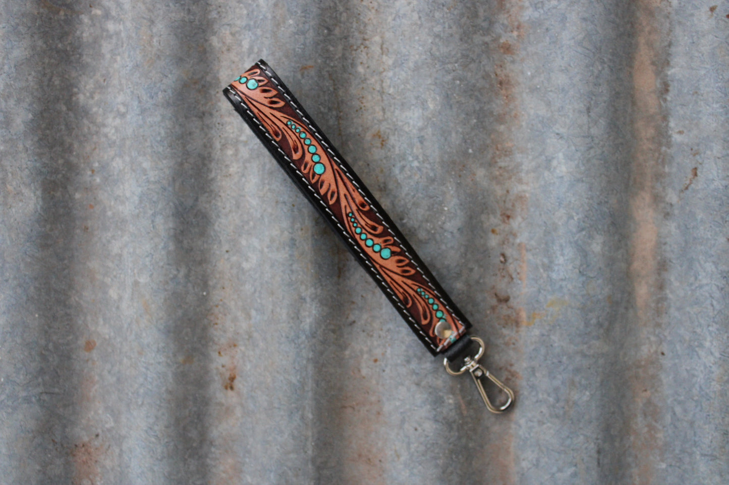 Wristlet-Turquoise Tooled