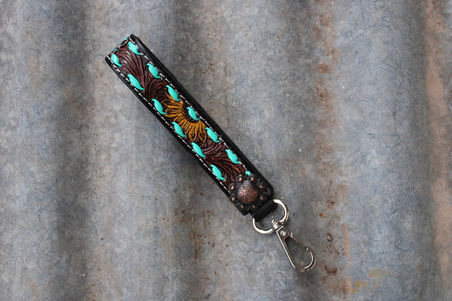 Wristlet-Turquoise Sunflower