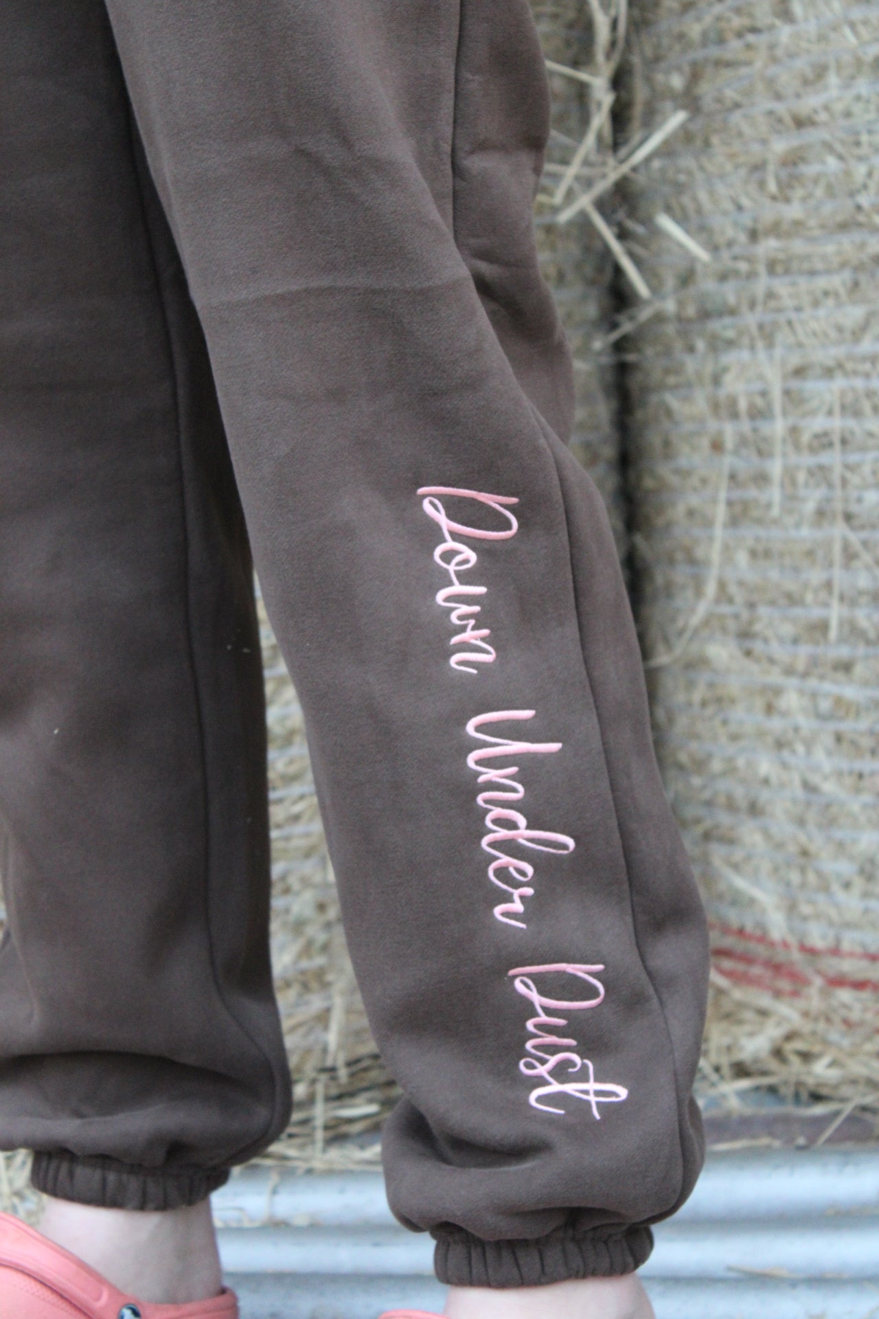 Choc Brown & Pink Tracksuit Pants-Cuffed