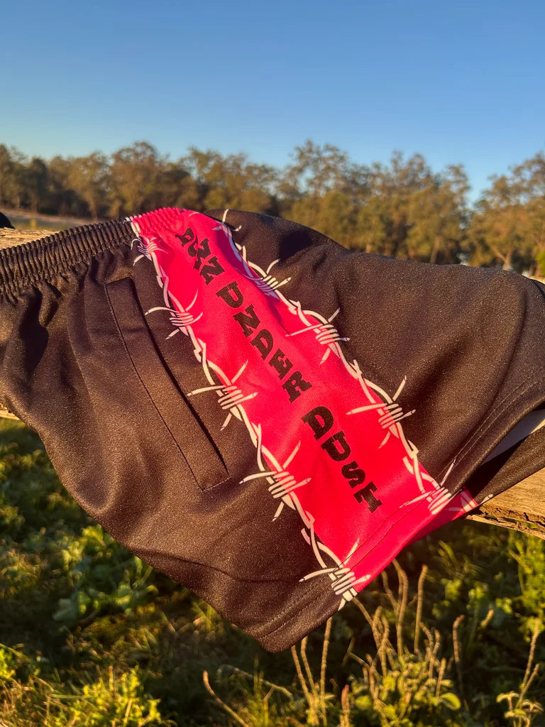 PREORDER-'Barbed' Footy Shorts-Pink