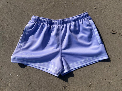 PREORDER-'Crossroads' Footy Shorts- Purple