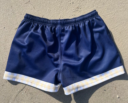 PREORDER-'Crossroads' Footy Shorts- Navy & Yellow