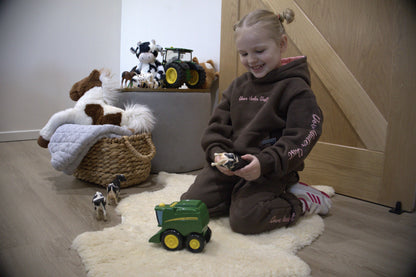 Choc Brown & Pink Hoodie-KIDS SECONDS