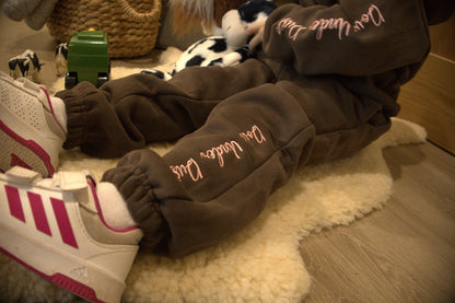 Choc Brown & Pink Tracksuit Pants-Kids