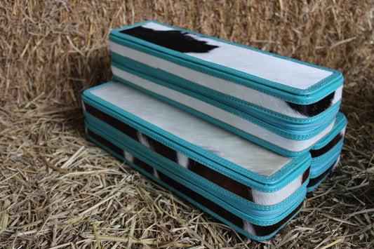 Cowhide Hair Straightener Case- Turquoise