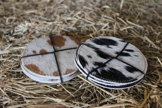 Cowhide Coaster Pack