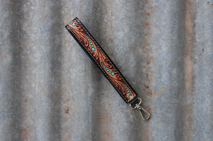 Wristlet-Turquoise Tooled