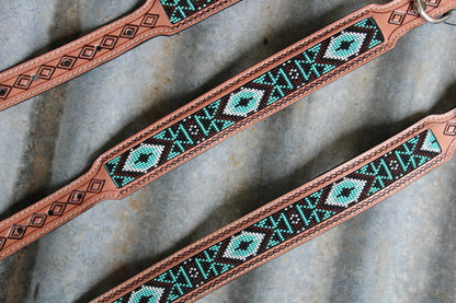 Beaded Leather Dog Collar