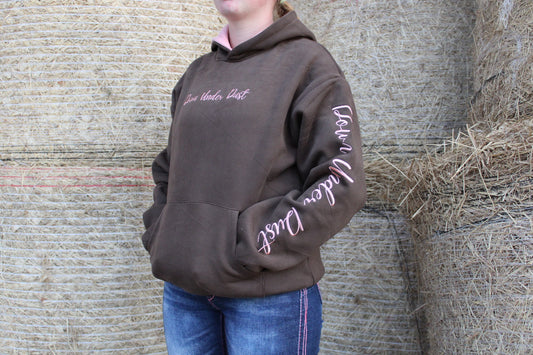 Choc Brown & Pink Hoodie-SECONDS