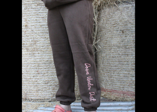 Choc Brown & Pink Tracksuit Pants-Cuffed
