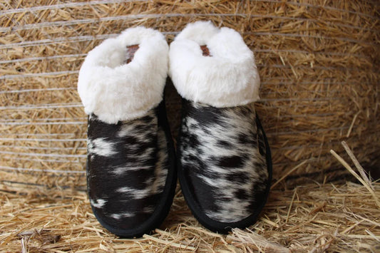 Cowhide Slippers-Black