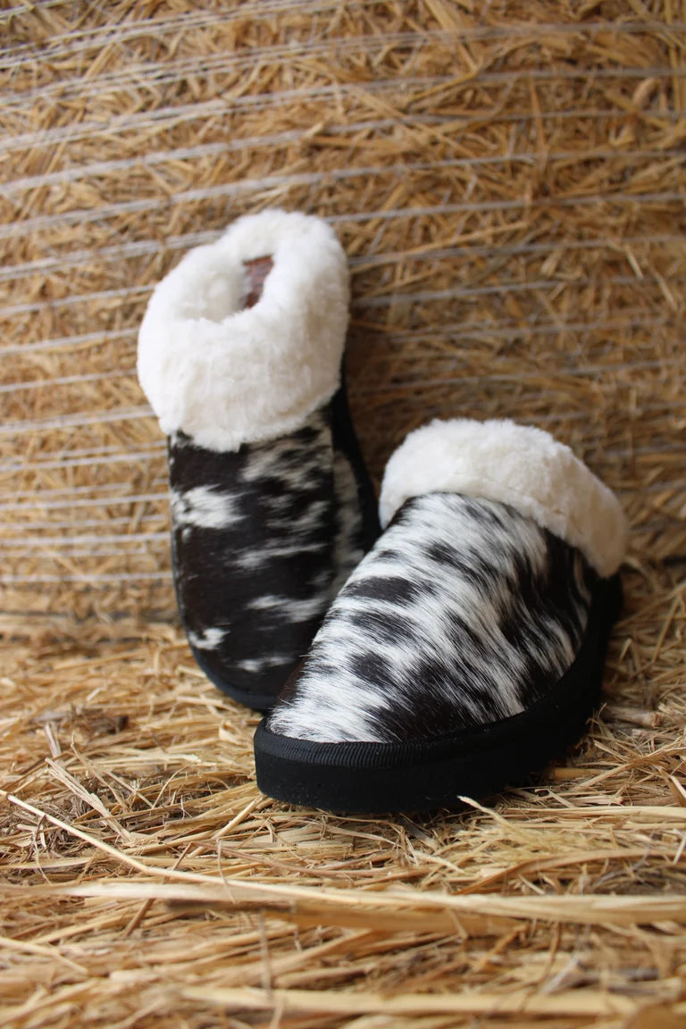Cowhide Slippers-Black
