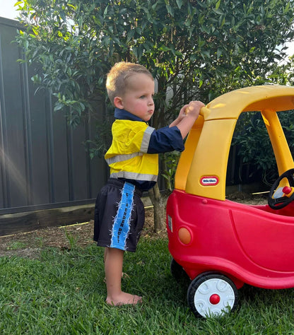 'Barbed' Kids Footy Shorts-Blue