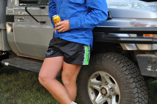 'Barbed' Footy shorts-Green