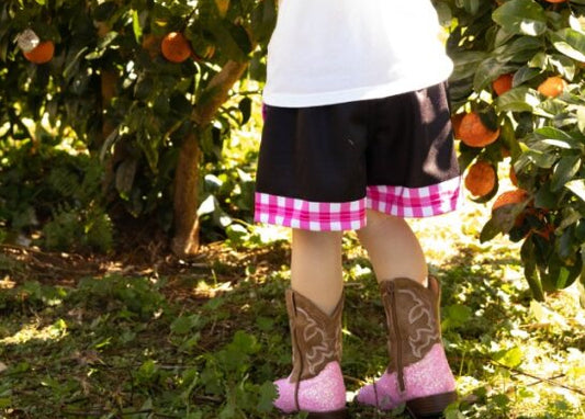 Kids Footy Shorts- 'Crossroads' Pink