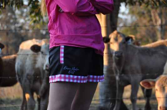 'Crossroads' Footy Shorts- Pink